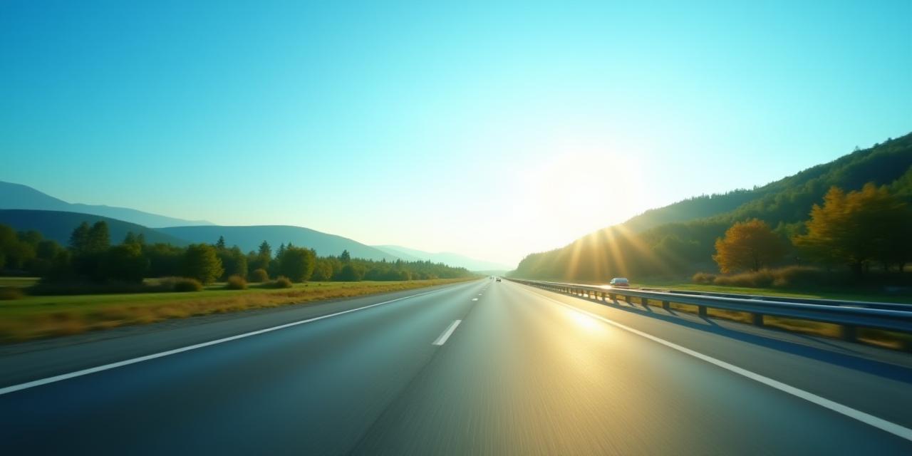Sunny Czech motorway with clear blue sky