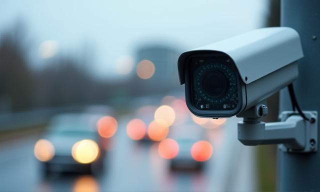 High-tech roadside camera capturing license plates
